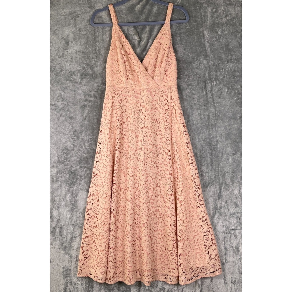Bardot Lace Midi Dress Size US 6 Pink Floral Feminine Elegant Cocktail Party